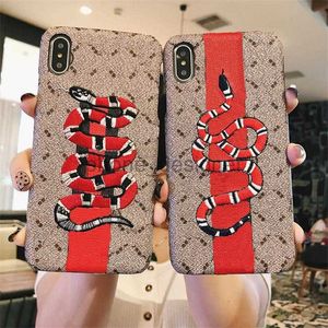 Top de concepteur Case de téléphone pour iPhone 16 15 Pro Max Cas 14 Pro Max 13 11 12 XS 8 Brand de mode Cuir Original Monogramme G broderie de fleur Small Snake Bee Tiger