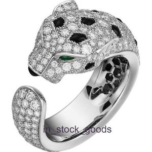 Anneaux de concepteur haut de gamme pour femmes 925 Silver CNC Précision High Edition Leopard Micro Set Zircon Green Eye Ring Polvyle et Bijoux pour hommes et femmes Original 1TO1