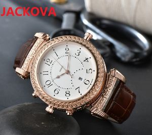 Reloj de cuero de lujo para hombre de moda superior, reloj de trabajo con esfera de dos lados de bonito diseño de 45mm, reloj de cuarzo de alta calidad