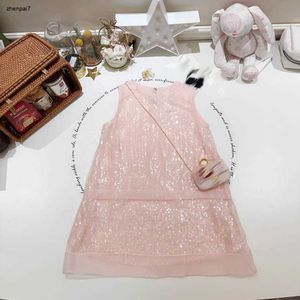 Top Girl Dress Shiny Sequin Diseño sin mangas para niños Tamaño 90-160 Diseñadores vestidos para bebés encantadores niños rosados de jan2020