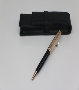 Stylo à bille de qualité supérieure en or rose, métal sculpté, garniture en or rose, résine noire avec numéros de série, fournitures de papeterie 5487029