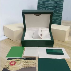 Cajas de reloj de color verde oscuro de alta calidad, cajas de reloj originales de madera de 0,8 KG, bolso adecuado 126610 126710 126613 126600 con certificado de tarjeta