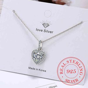 Top Kwaliteit 925 Sterling Zilver Forever Love Hart Grote Enkele Cz Charm Hanger Ketting Sierlijke Sieraden Voor Vrouwen Lady Valentine