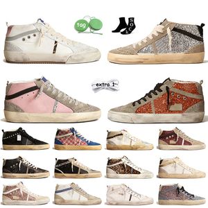 Top cuero gamuza diseñador zapatos casuales mujeres para hombre mid star plataforma zapatillas de deporte rosa burdeos brillo plata oro vintage Italia marca hecha a mano plana deportes entrenadores