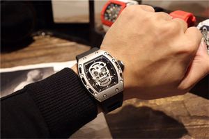 Montre de luxe RM pour hommes, design creux, machine automatique, bracelet en caoutchouc, verre trempé, nouvelle liste