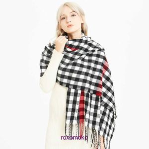 Top Original Bur Home Bufandas de invierno tienda en línea Primavera Otoño Bufanda cálida con flecos para mujeres Japón Corea del Sur Little Fresh Men's Imitation Cashmere Plaid Shawl