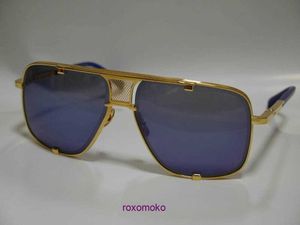Top Original al por mayor Dita gafas de sol tienda en línea DITA MACH FIVE Mac 5 marco de metal dorado titanio lente de espejo azul Japón