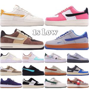 Top F 1 Low Fontanka Hommes Femmes Casual Chaussures 1s Cuir Designer Mousse Rose Crème Glacée Chanvre Lait De Coco Loup Gris West Coast All Petals United Outdoor Baskets Taille 36-45