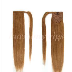 Queue de cheval 100% cheveux humains de qualité supérieure 20 22 pouces 100g # 14 / Dark Golden Blonde Double Drawn Extensions de cheveux indiens malaisiens brésiliens 20 couleurs