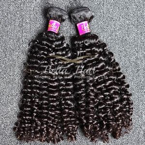 Bella Hair® Top Qualité Trame de cheveux malaisiens 10-24 pouces Naturel Noir Extensions de cheveux bouclés 4pcs / lot 9A Tissage de cheveux humains Livraison gratuite