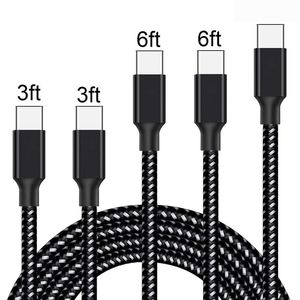 Cable de carga rápida de 3 pies y 6 pies de calidad superior, Cable USB trenzado de nailon tipo C, Cable USB Android para más cables de teléfono móvil