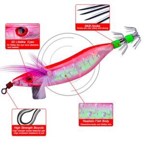 Top qualité 5 couleurs 10cm 8.1g Squid Jigs Leurre De Pêche En Eau Salée 5pcs Crevette Crevette Lumineux pour Seiche Poulpe Leurres De Pêche Kit