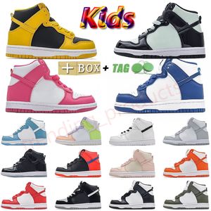 Top qualité AAA + Big Kid Chaussures Panda High Enfants Baskets avec boîte OG enfants garçons filles école primaire formateurs Syracuse enfant en bas âge jeunes baskets de créateurs