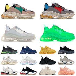 Balencigas Triple S Mens Womens Designer Casual Shoes Clear Sole Triple White Black Beige Green Pink Blue Grey Crystal Fashion Luxury Sports Sneakers Trainers
