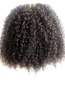Top qualité brésilienne crépus bouclés humains vierges Remy cheveux paquets trame Extensions de cheveux naturel noir 1B # couleur