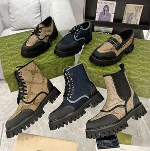 Chaussures décontractées de qualité hommes hommes femmes de la cheville Boot Designer Nylon Canvas Sole Classics Martin Boots Platform Low Heel Jacquard Chunky K