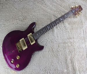 Guitarra eléctrica personalizada de alta calidad con carcasas de clip de tigre púrpura, guitarra Golden Hardware en stock 178579543