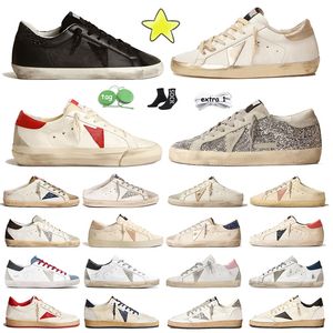 Zapatillas de ventas de diseñador de alta calidad zapatos de estrella casuales de cuero Italia sucia mujer mujer súper estrellas estrellas entrenadores para hombres plataforma mocasines 35-46