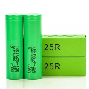 Batterie au Lithium rechargeable INR18650 25R 18650, 2500mAh, 20a, 3.7V, boîte verte, plate, pour Samsung, en Stock, qualité supérieure