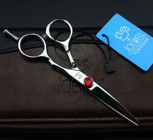 Tijeras de corte de pelo JOEWELL de 5,0 pulgadas de alta calidad, acero inoxidable 440C, dureza 62HRC con estuche de cuero, herramienta de peluquero profesional