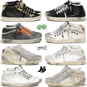 Top Qualité Cuir Daim Designer Casual Chaussures Femmes Hommes Mid Star Plateforme Baskets Rose Bourgogne Glitter Argent Or Vintage Italie Marque Plat Sports OG Formateurs