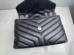 TOP QUALITY Sac à main de luxe Sac à bandoulière Marque LOULOU Designer en forme de Y Seam Leather Ladies Metal Chain Black Clamshell Messenger Bags Wholesale