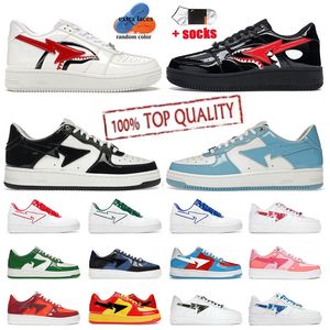 Hombres de alta calidad Zapatos de diseñador Mujeres Shark Black Camo Combo Patente Bapestalies Blanco Azul Unc Zapatos para hombre Bapestar Zapatillas de deporte para mujer Entrenadores de lujo