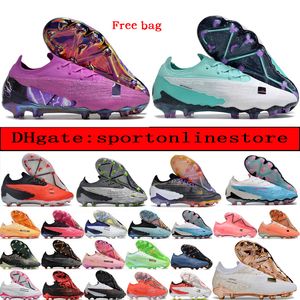 En gros envoyer un sac bottes de football en plein air Phantom GX Elite FG Ghost version basse crampons de football hommes en cuir souple confortable entraîneurs de pelouse naturelle chaussures de football