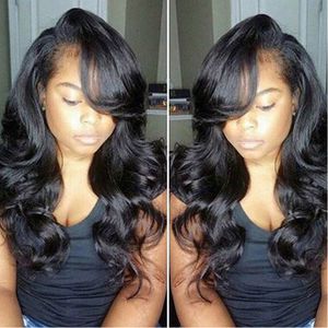 Perruques de cheveux humains vierges péruvienne de qualité pour les femmes noires Lace Front Wigs HumanHair Body Wave Full LaceWig Couleur naturelle Bellahair