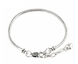 Top Vente Charm Bracelets 925 Sterling Sterling 3mm Snake Chain Chain Fit Charmes Perle Bracelet Bracelet Bijoux Bijoux Cadeau DIY pour hommes Femmes W88