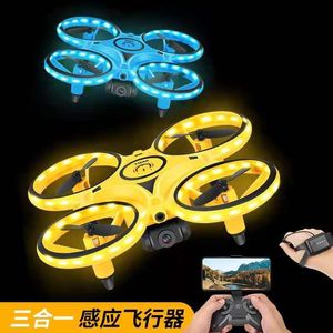 Venta superior Más nuevo 3 en 1 RC Inducción Reloj de mano Control de gestos Mini UFO Quadcopter Drone con cámara Luz LED Levitación Inducción Aviones juguetes para niños