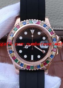 Top vente Super V8 nb or rose 18k 40MM Rainbow lunette diamant automatique CAL.3135 904L acier 116695 montres de luxe pour hommes