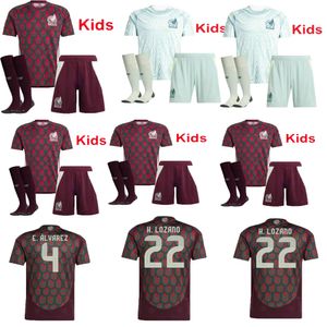 Top Tailandia calidad 24 25 copa 2024 MÉXICO camisetas de fútbol México 1985 Retro Kit camiseta de fútbol camisetas de fútbol rojas y blancas CHICHARITO LOZANO conjuntos para niños uniforme