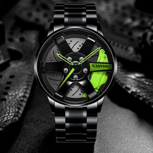 Reloj de pulsera de acero inoxidable resistente al agua al por mayor para hombre con diseño personalizado de rueda de coche de diseño personalizado