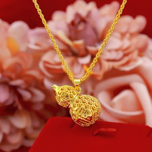 TopBling Collar con colgante de calabaza hueca chapado en oro China Fu niñas mujeres joyería regalo