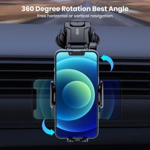 Topk Car Phone Houd Mount 2 en 1 support de support de support Handsfree pour le tableau de bord compatible avec iPhone Samsung Android