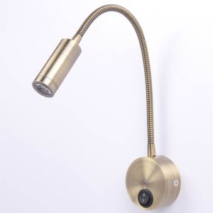 Topoch Bronce Cuello de cisne Luz de lectura Lámparas LED 3W AC100-240V Aplique de pared flexible Haz enfocado Cuidado de los ojos para el estudio de trabajo Fácil de conectar