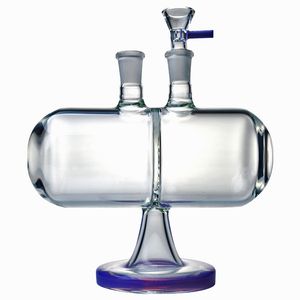 Verre Bong Narguilé Fumer Bongs Inversible Gravité Infinity Cascade Pipe À Eau Huile Dab Rig 14mm Femelle Violet Joint Avec Bol