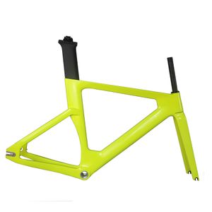 Cuadro de bicicleta de piñón fijo Toray T800 de fibra de carbono TR013 pintura amarilla fluorescente personalizada 49/51/54/57cm soporte inferior BSA