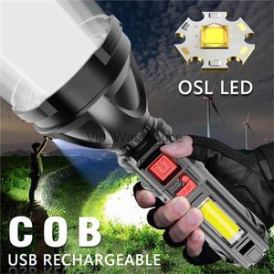 Torches 1 ensemble d'éclairage fort Portable COB lampe de poche LED longue portée USB Rechargeable petite lampe au xénon lumière tactique lumière domestique HKD230902