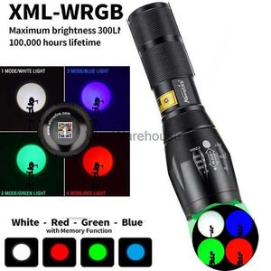 Torches 4 en 1 lampe de poche multicolore rouge vert bleu blanc RGBW lampe de poche monomode 4 couleurs lampe de poche LED torche pour la nuit HKD230902