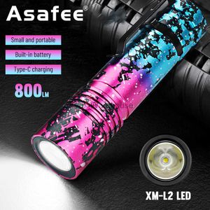 Torches Asafee lampe de poche lumineuse multifonction USB rechargeable batterie au lithium intégrée en alliage d'aluminium torche domestique extérieure HKD230902