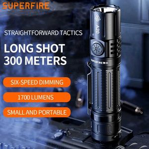 Torches New SUPERFIRE A20 SST40 1700lm EDC Flashlight USB-C Rechargeable 21700 LED Torch 5 Mode Lantern for Camping Emergency lighting Q231013