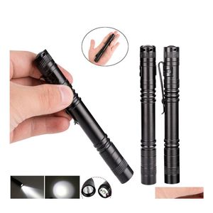 Antorchas Pen Clip Led Linterna Aleación de aluminio Operación con batería 1 Modo Antorcha Luz para pesca nocturna Cámara Bolsillo Al aire libre Penlight D Otsxc