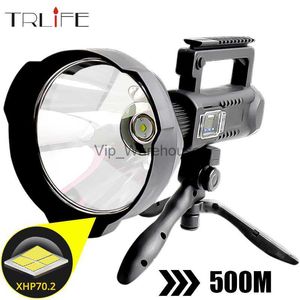 Torches TRLIFE lampe de poche à très longue portée la plus brillante XHP70.2/XHP50 torche LED 7200mAh projecteur Portable avec support projecteur USB HKD230902