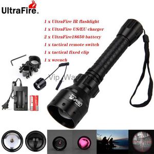 Torches Ultrafire IR Vision nocturne lampe de poche 10W 850nm 940nm LED Zoomable lampe de poche infrarouge rayonnement chasse torche 18650 batterie HKD230902