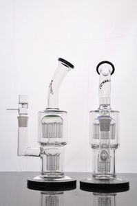 TORO 11 pulgadas cachimba de vidrio bongs doble brazo árbol percs tubería de agua dab rigs con junta de 18 mm