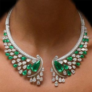 Torques Ocean Green Crystal Clear Rhinestone Hard Gargantilla Collar Mujer Joyería de boda Flor de piedra Collares femeninos Regalo de fiesta Bijoux