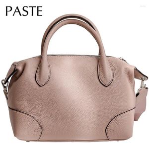 Totes 2024 Euro Import Cowhide Leather Femmes Hands Sac à main Simple Femelle Sac à corps cross-corps All-Match Real Office Tote Pink