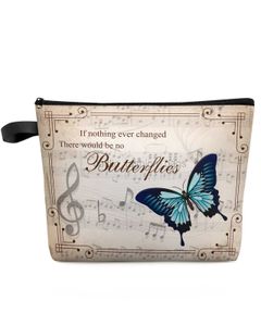 Totes Papillon Rétro Note de Musique Vintage Maquillage Trousse de Maquillage Essentiels de Voyage Organisateur de Salle de Bain pour Femmes Boîte à Crayons de Rangement caitlin_fashion_ Bags